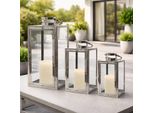 Set Di 3 Lanterne Xxl In Acciaio Inox - Set Di Lanterne 30/40/53Cm
