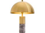 Casa Padrino Lampada Da Tavolo Color Ottone / Grigio Ø 50 X H. 70 Cm - Lampada Da Tavolo Con Paralume Rotondo In Metallo