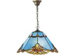 Casa Padrino Lampada A Sospensione Tiffany Blu / Multicolore Ø 40 X H. 92 Cm - Lampada A Sospensione Tiffany Fatta A Mano