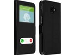Samsung Galaxy J6 Plus Flip Cover Con Doppia Finestra E Funzione Stand - Nero
