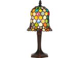 Casa Padrino Lampada Da Tavolo / Sgabello Tiffany Multicolore Ø 16 X H. 36 Cm - Lampada Decorativa Tiffany Fatta A Mano