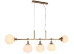 Casa Padrino Lampada A Sospensione Ottone / Bianco 120 X H. 37,3 Cm - Lampada A Sospensione Moderna In Metallo Con Vetro Satinato