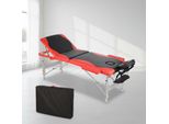 Mucola Lettino Da Massaggio A 3 Zone Panca Da Massaggio Pieghevole Tavolo Cosmetico Tavolo Da Massaggio Tavolo Terapeutico Mobile Struttura In Alluminio - Nero / Rosso