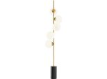 Casa Padrino Lampada Alogena Da Terra In Ottone Antico / Nero / Bianco Ø 44 X H. 190 Cm - Lampada A Risparmio Energetico Con Base In Marmo Nobile