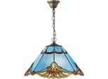 Casa Padrino Lampada A Sospensione Tiffany Blu / Multicolore Ø 40 X H. 82 Cm - Lampada A Sospensione Tiffany Fatta A Mano