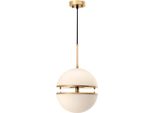 Casa Padrino Lampada A Sospensione In Ottone Antico / Bianco Ø 30 X H. 160 Cm - Lampada A Sospensione