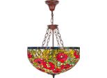 Casa Padrino Lampada A Sospensione Tiffany Multicolore Ø 50 X H. 110 Cm - Lampada A Sospensione Tiffany Fatta A Mano