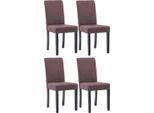 Clp Set Di 4 Sedie Da Pranzo Ina Rivestite In Tessuto Con Struttura In Legno, Cappuccino Grigio Chiaro