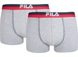 Boxer Fila Da Uomo, Confezione Da 2 - Cintura Con Logo, Urban, Cotone Elasticizzato, Monocolore