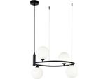 Casa Padrino Lampada A Sospensione Nero / Bianco Ø 39 X H. 28 Cm - Moderna Lampada A Sospensione In Metallo Regolabile In Altezza Con Paralumi Rotondi In Vetro
