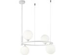 Casa Padrino Lampada A Sospensione Bianco / Bianco Ø 39 X H. 28 Cm - Moderna Lampada A Sospensione In Metallo Regolabile In Altezza Con Paralumi Rotondi In Vetro
