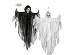 Scheletro Decorazione Halloween Ciondolo Appeso Fantasmi Triste Mietitore Spaventoso Partito Horror Decor Nero Bianco, Colore: Bianco