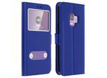 Cover Flip A Doppia Finestra Per Samsung Galaxy S9 Con Funzione Stand - Blu
