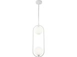 Casa Padrino Lampada A Sospensione Bianco / Bianco 17 X 12 X H. 48 Cm - Lampada A Sospensione Moderna