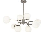 Casa Padrino Lampadario Argento / Bianco Ø 96 X H. 26,5 Cm - Lampadario Moderno Con Paralumi Rotondi In Vetro Satinato