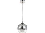Casa Padrino Lampada A Sospensione Argento Ø 20 X H. 17,5 Cm - Lampada A Sospensione Con Paralume Rotondo E Pendagli In Cristallo Pregiato