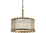 Casa Padrino Lampada A Sospensione In Ottone Antico Ø 52,5 X H. 52 Cm - Lampada A Sospensione Rotonda In Ottone Con Vetro Lavorato A Mano