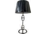 Casa Padrino Lampada Da Tavolo Di Design Argento / Nero Ø 25 X H. 58 Cm - Lampada Con Paralume Rotondo