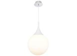 Casa Padrino Led A Sospensione Argento / Bianco Ø 30 X H. 150 Cm - Lampada A Sospensione Con Paralume In Vetro Satinato