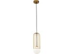 Casa Padrino Lampada A Sospensione Oro / Bianco Ø 12 X H. 35 Cm - Lampada A Sospensione Regolabile In Altezza Con Paralume Sferico In Vetro Satinato
