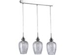Casa Padrino 3 Lampada A Sospensione Argento 70 X H. 100 Cm - Lampada A Sospensione Con Pendenti In Cristallo Pregiato