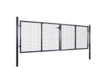 Vidaxl Cancello Da Giardino In Rete Acciaio Zincato 289 X 75 Cm Grigio