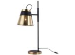 Casa Padrino Lampada Da Tavolo Oro Antico / Nero 17,5 X 26 X H. 55,5 Cm - Lampada Da Tavolo Moderna Con Paralume In Metallo Traforato