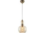 Casa Padrino Lampada A Sospensione Color Bronzo/Ambra Ø 21,5 X H. 33,4 Cm - Lampada A Sospensione Regolabile In Altezza