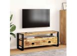 Mobile Tv 120X35X45 Cm In Legno Massiccio Di Mango