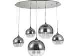 Casa Padrino Lampada A Sospensione Argento Ø 91 X H. 95 Cm - Lampada A Sospensione Con Paralumi Rotondi E Pendagli In Cristallo Pregiato