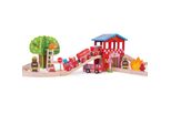 Bigjigs Rail Binario Ferroviario In Legno Stazione Dei Pompieri