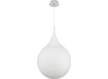 Casa Padrino Led A Sospensione Argento / Bianco Ø 40 X H. 150 Cm - Lampada A Sospensione Con Paralume In Vetro Satinato