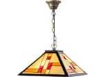 Casa Padrino Lampada A Sospensione Tiffany Nera / Multicolore 50 X 50 Cm - Lampada A Sospensione Realizzata A Mano In 64 Parti