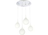 Casa Padrino Lampada A Sospensione Led Argento / Bianco Ø 52,5 X H. 150 Cm - Lampada A Sospensione Con Paralumi In Vetro Satinato