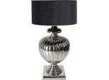 Casa Padrino Lampada Da Tavolo Argento / Nero Ø 40 X H. 80 Cm - Lampada Da Tavolo In Ottone Con Paralume