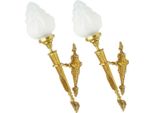 Casa Padrino Set Di Lampade Da Parete Barocche Oro/Bianco 15 X 15 X H. 60 Cm - Lampade Da Parete A Torcia