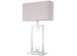 Casa Padrino Lampada Da Tavolo Argento / Bianco 55 X 25 X H. 88 Cm - Lampada Da Tavolo Con Paralume