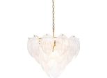 Casa Padrino Lampadario In Ottone Antico Ø 62 X H. 60 Cm - Lampadario Con Vetro Satinato