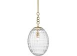 Casa Padrino Lampada A Sospensione In Ottone Antico Ø 30,5 X H. 68,6 Cm - Lampada A Sospensione Con Paralume In Vetro A Forma Di Uovo - Lampada Da Salotto