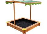 Axi Sabbiera In Legno Con Tetto Regolabile | Sabbiera Per Bambini Incl Copertura Del Terreno E Copertura Protettiva In Marrone & Verde | 118 X 118 Cm
