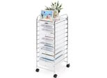 Costway Carrello Con Cassetti Carrello Da Bagno Carrello Da Bagno Scaffale Da Bagno Carrello Laterale Con 10 Cassetti Impilabili Struttura In Metallo Trasparente