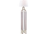 Casa Padrino Lampada Da Terra In Ottone Antico Colorato/Marrone/Bianco Ø 50,8 X H. 172,7 Cm - Lampada In Metallo Nobile Con Paralume In Pelle E Lino Di Alta Qualità - Qualità