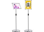 Costway Supporto Informativo Regolabile In Altezza, Supporto Informativo Din A4, Supporto Per Poster Girevole E Orientabile, Supporto Per Presentazioni Con Tappo Per Clienti, Supporto Pubblicitario (Argento, A4)