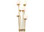 Casa Padrino Lampada Da Terra Color Ottone Antico / Nero / Bianco Ø 42 X H. 169 Cm - Lampada Da Terra Di Design Con Base In Marmo E Paralumi In Vetro Sferico
