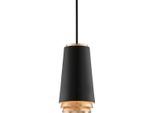 Casa Padrino Lampada A Sospensione Led Nero / Oro Ø 21 X H. 38,1 Cm - Lampada A Sospensione Rotonda In Metallo Con Foglia D'oro