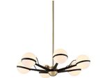 Casa Padrino Lampadario A Led Bronzo / Ottone / Bianco Ø 70,5 X H. 16,5 Cm - Lampadario Con Paralumi Sferici - Qualità