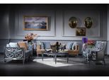Casa Padrino Set Da Salotto Barocco Blu / Beige / Argento - 2 Divani & 2 Poltrone & Tavolino - Mobili Da Salotto Barocchi