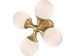 Casa Padrino Lampada Da Parete A Led Colore Ottone Antico/Bianco 35,6 X 17,2 X H. 35,6 Cm - Lampada Da Parete Con Paralumi Sferici In Vetro