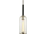Casa Padrino Lampada A Sospensione Nero / Argento Ø 14 X H. 50,8 Cm - Lampada A Sospensione Rotonda Con Paralume In Vetro