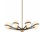 Casa Padrino Lampadario A Led Bronzo / Ottone / Bianco Ø 95,9 X H. 22,9 Cm - Lampadario Con Paralumi Sferici - Qualità